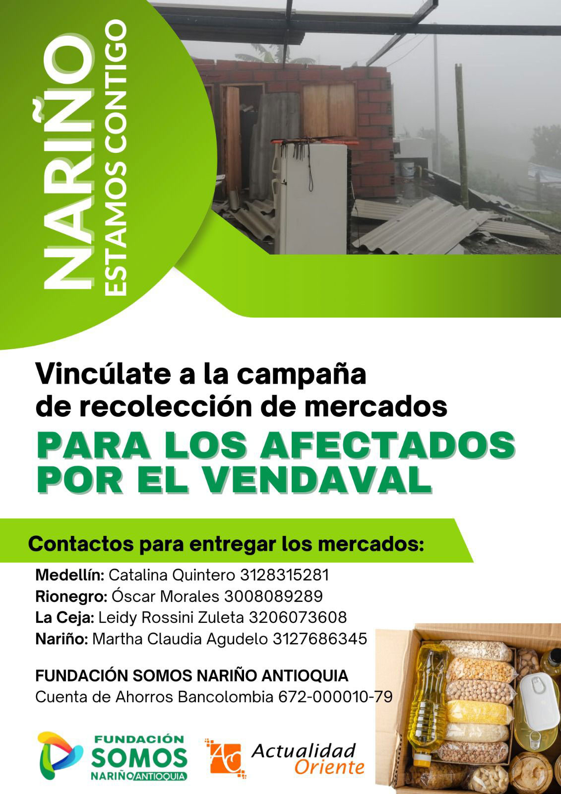 Campaña de recolección de mercados para los afectados por el vendaval - Nariño