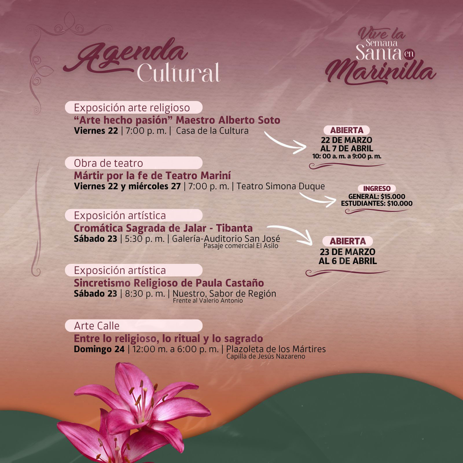 Programación para Semana Santa en Marinilla, Antioquia